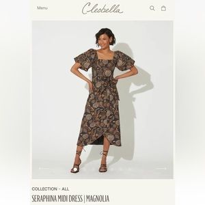 NWT Cleobella Dress Seraphina Midi Dress Magnolia Print Floral Puff Sleeve